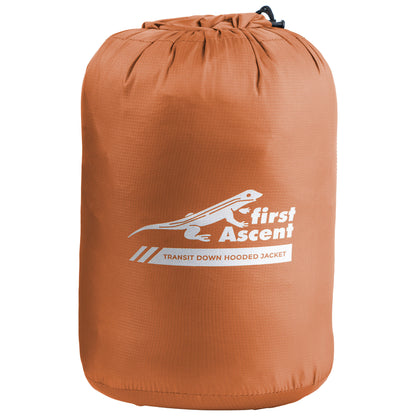 First Ascent Men's Transit Down Hooded Jacket - Dried Orange
