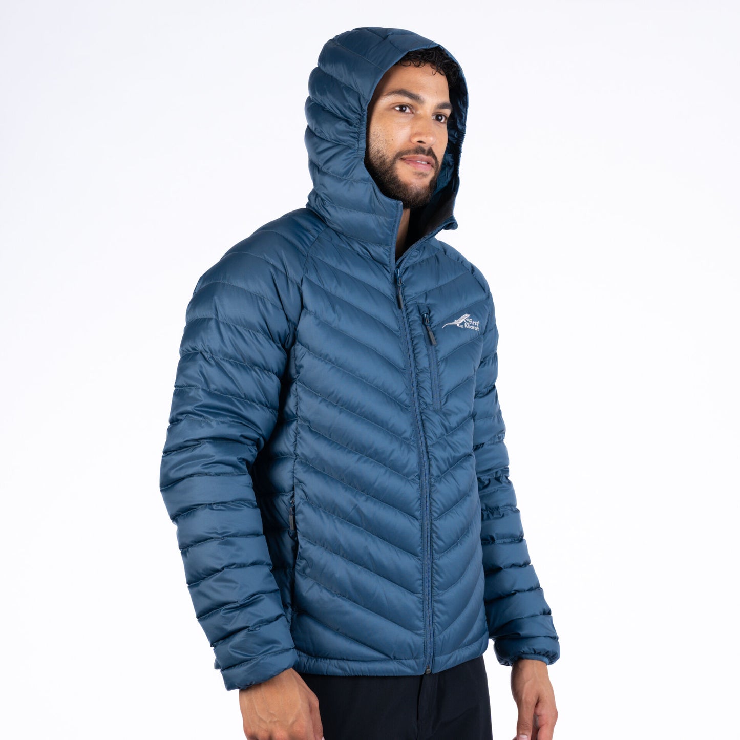 First Ascent Men's Transit Down Hooded Jacket - Saphire Blue