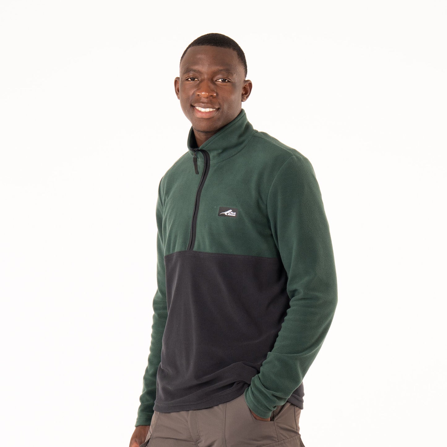 First Ascent Men's Core Fleece Colourblock 1/4 Zip Top